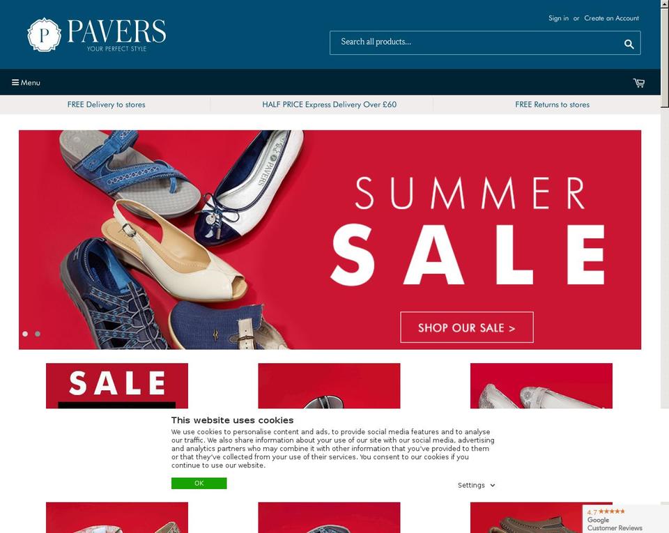 pavers.shoes shopify website screenshot
