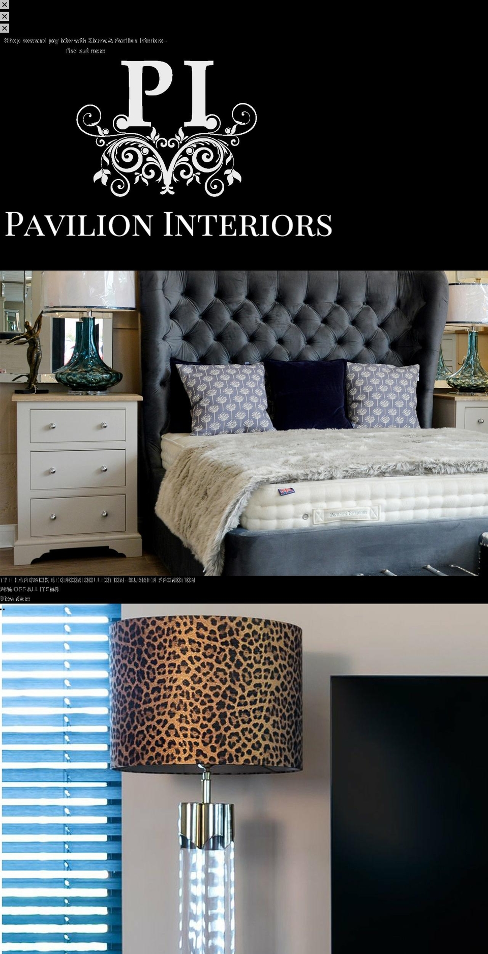pavilioninteriors.co.uk shopify website screenshot