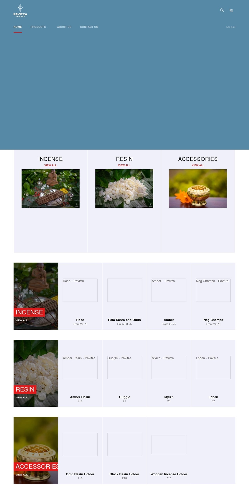 pavitraincense.com shopify website screenshot