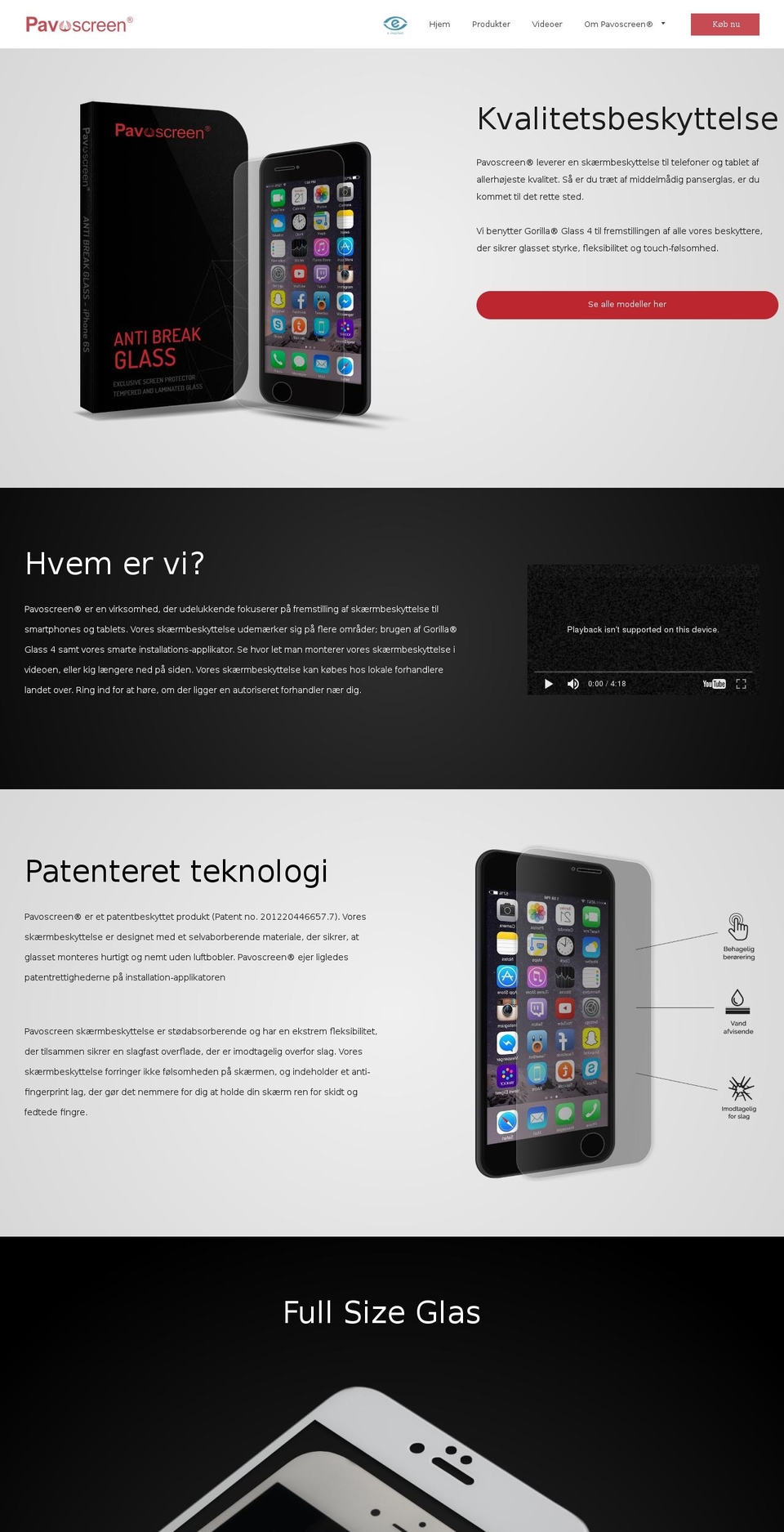 pavoscreen.dk shopify website screenshot