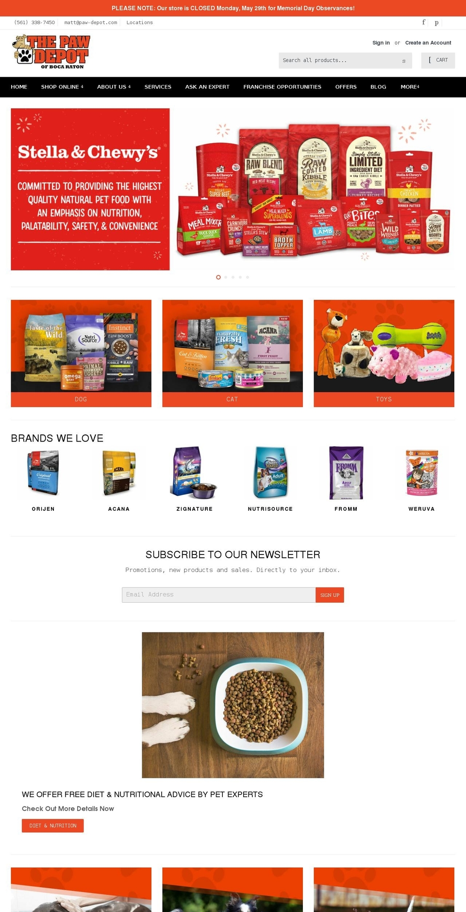 Nucleus Shopify theme site example paw-depot.com