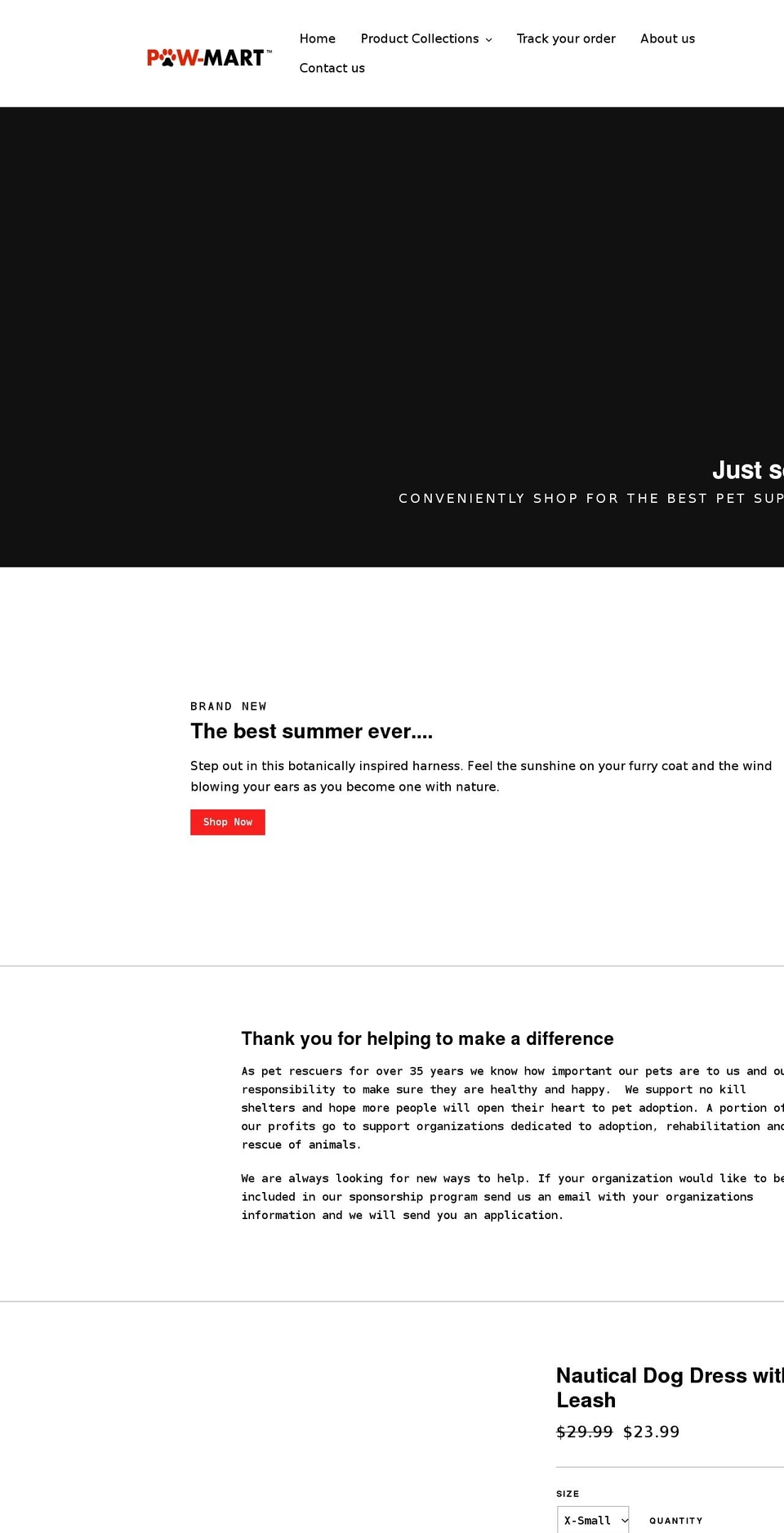paw-mart.com shopify website screenshot