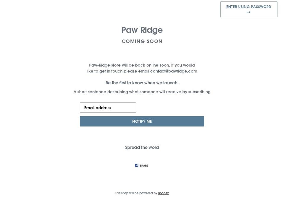 paw-ridge.com shopify website screenshot