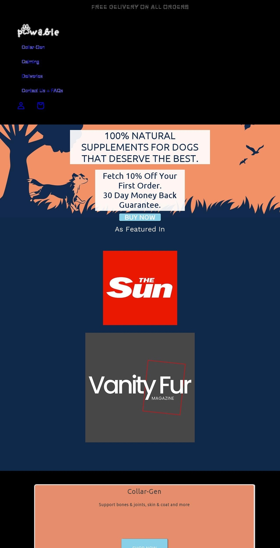 pawable.co.uk shopify website screenshot