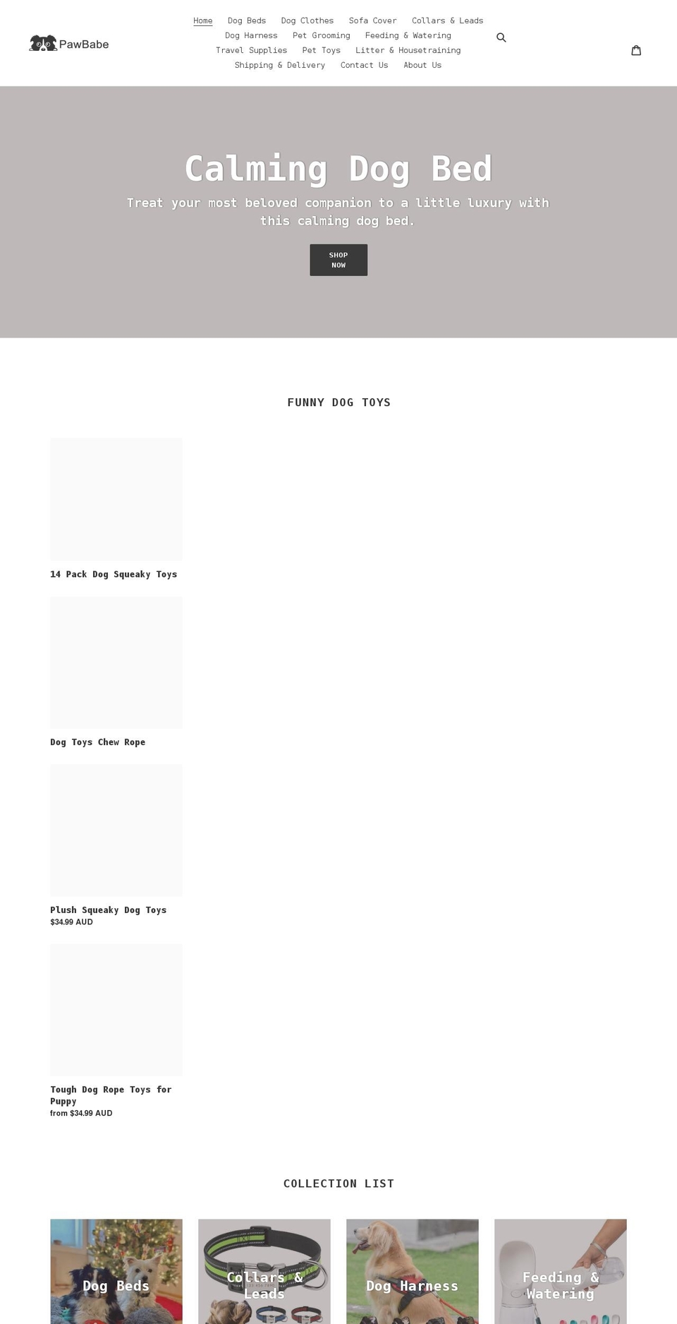 pawbabe.com shopify website screenshot