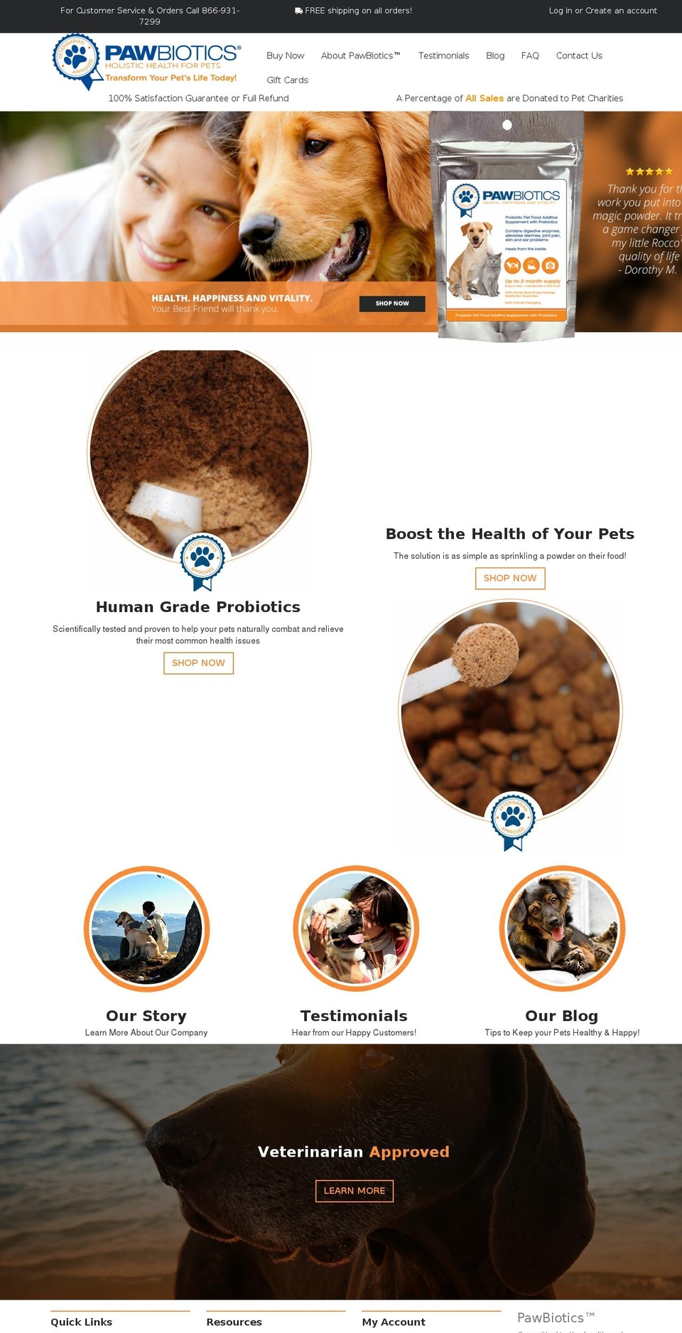 pawbiotics.com shopify website screenshot