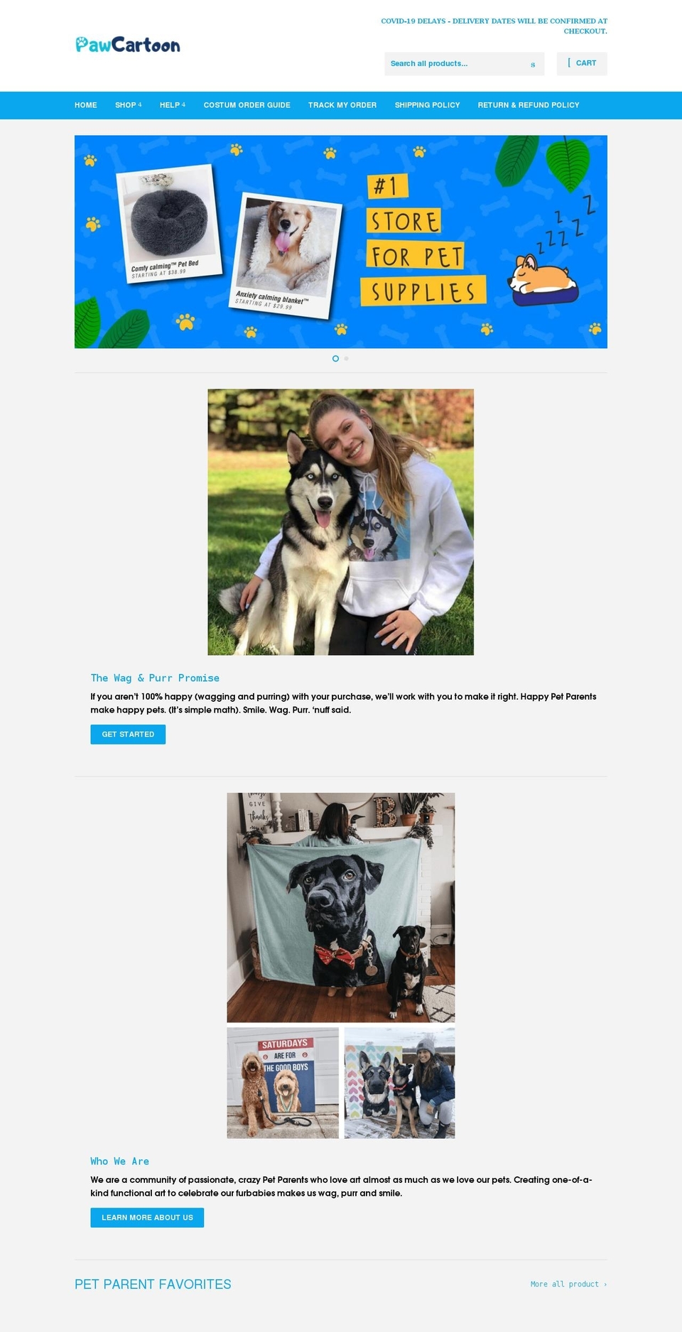 pawcartoon.com shopify website screenshot