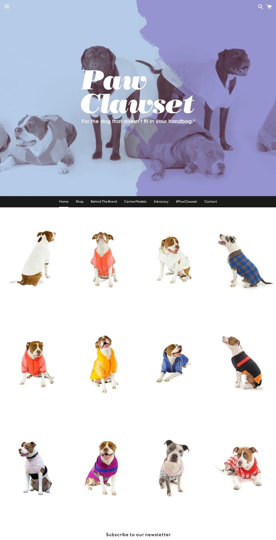 pawclawset.com shopify website screenshot