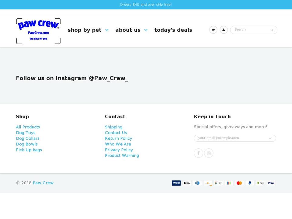 pawcrew.com — Shopify storefront screenshot