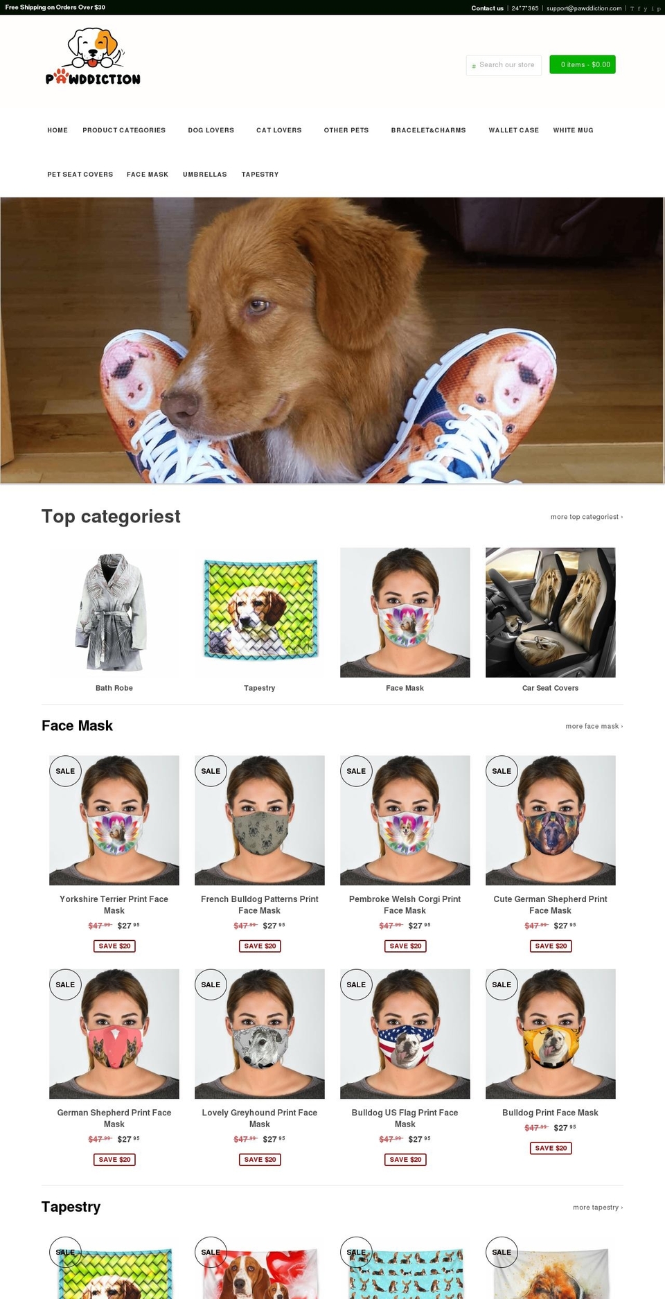 breedbiztheme Shopify theme site example pawddiction.com