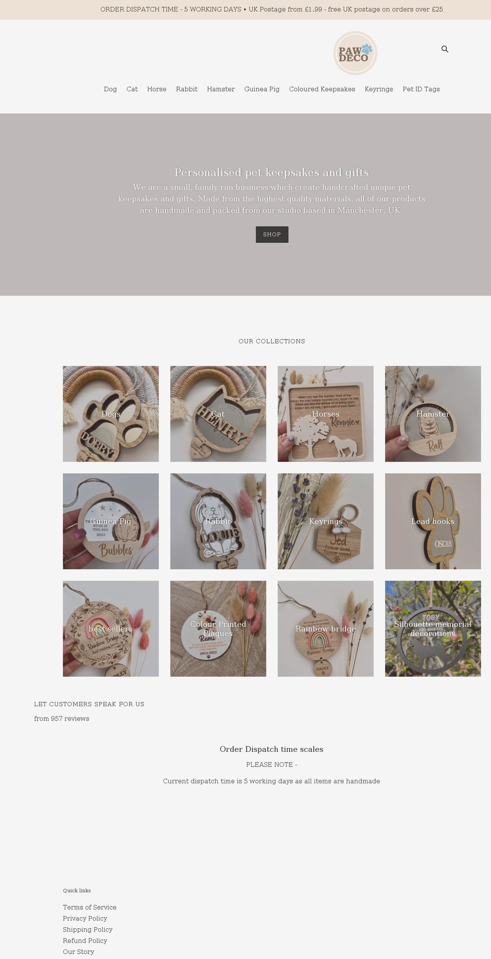 pawdeco.co.uk shopify website screenshot