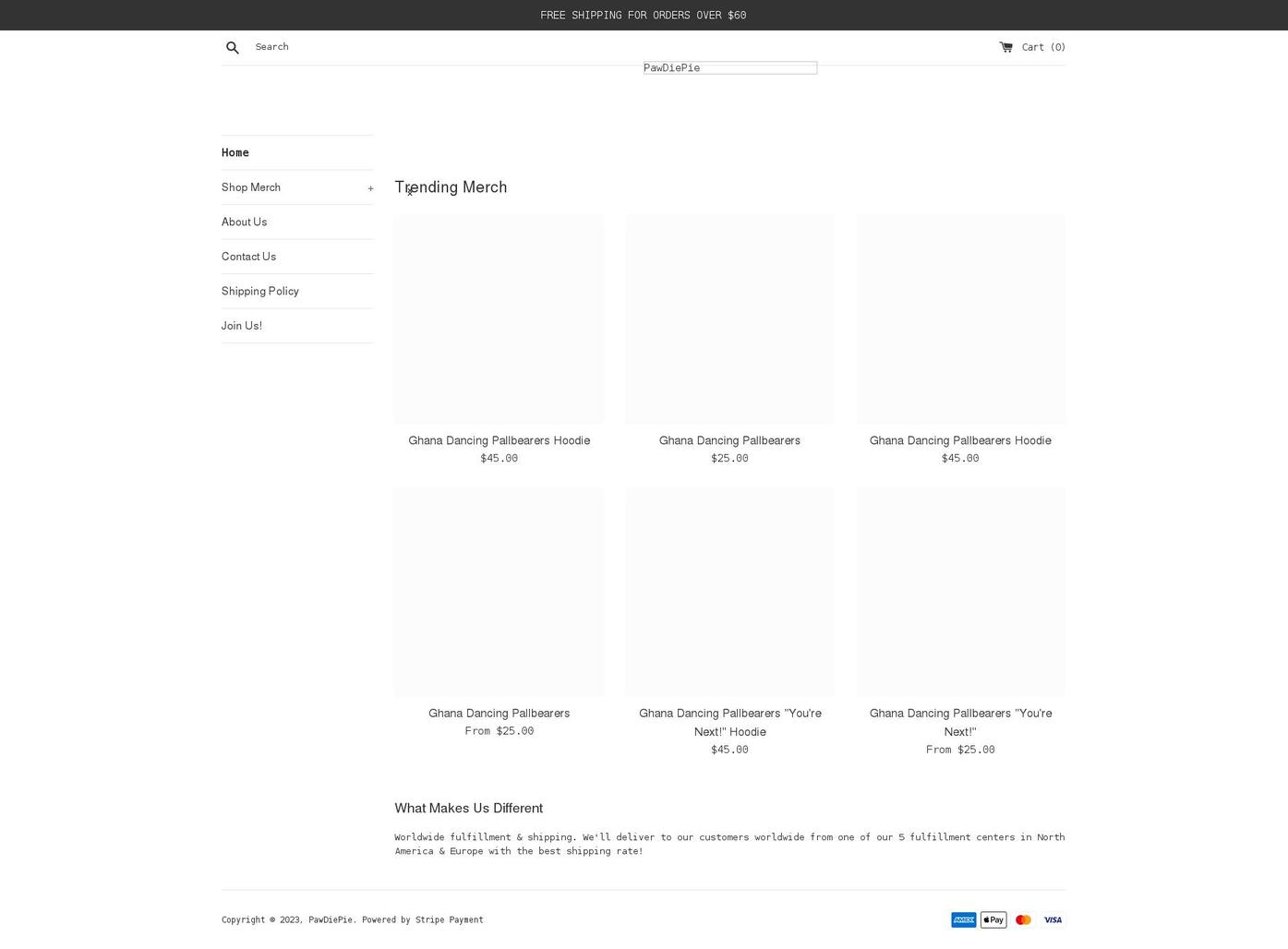 pawdiepie.com shopify website screenshot