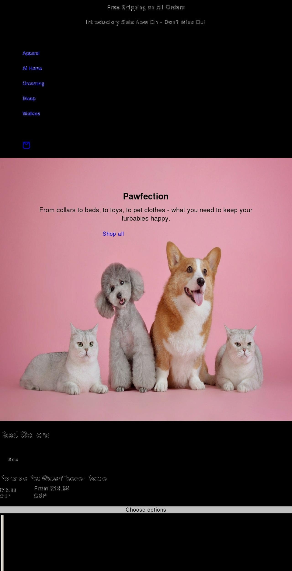 pawfection.shop shopify website screenshot