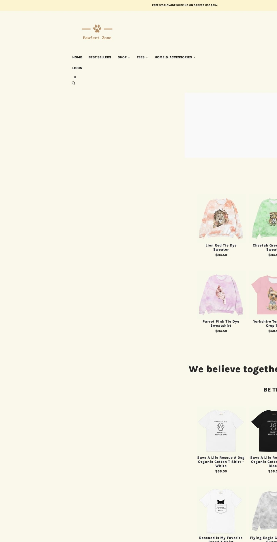 pawfectzone.com shopify website screenshot