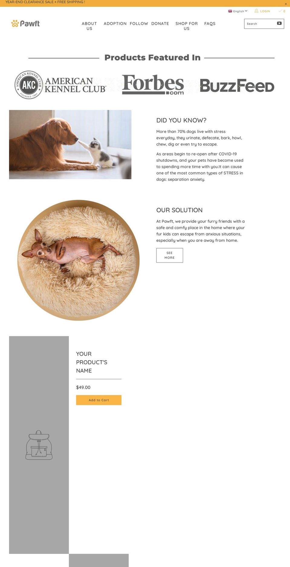 pawft.com shopify website screenshot