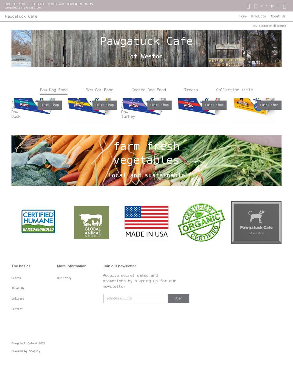 pawgatuckcafe.com shopify website screenshot