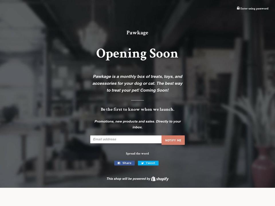 pawkage.com shopify website screenshot