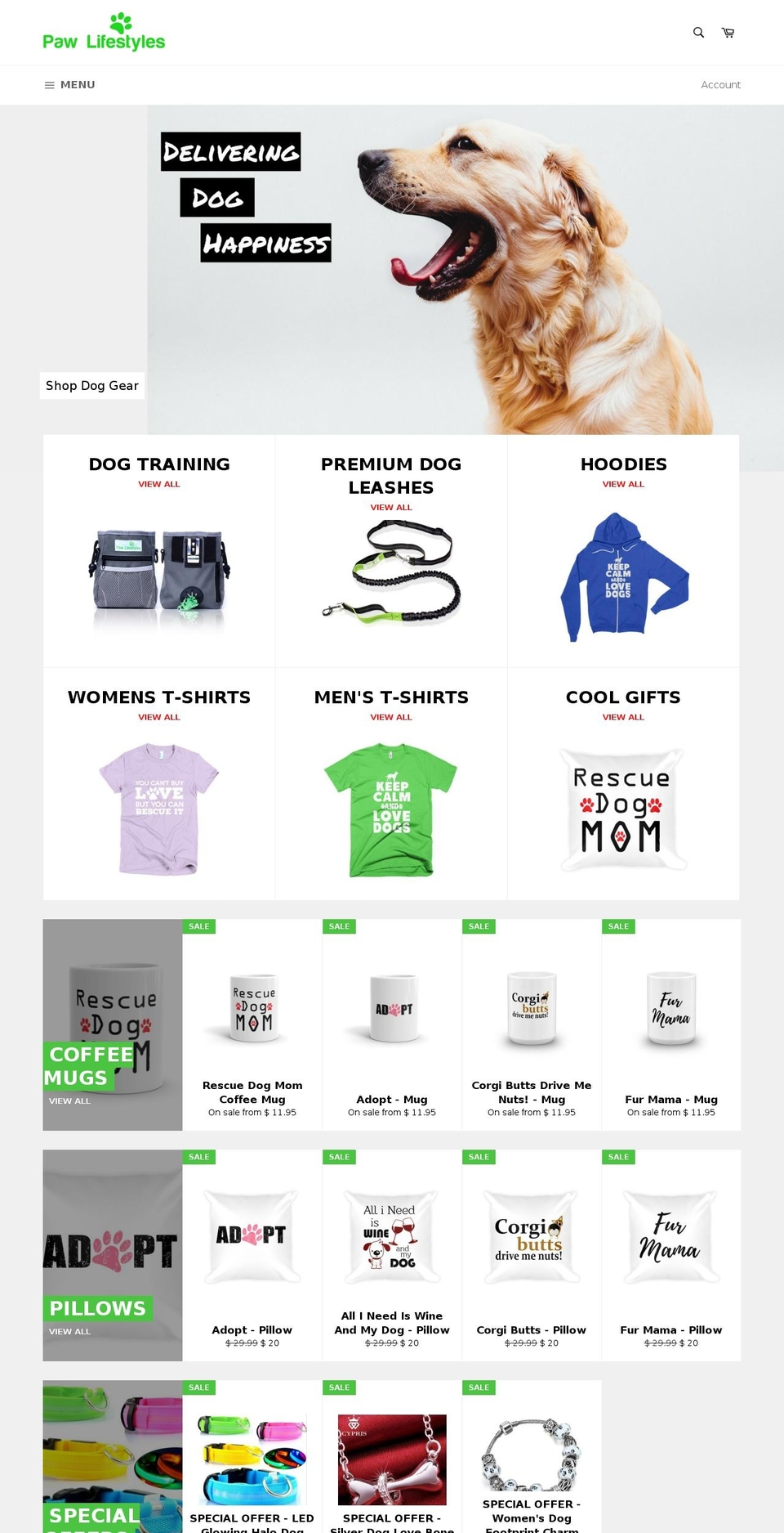 pawlifestyles.com shopify website screenshot