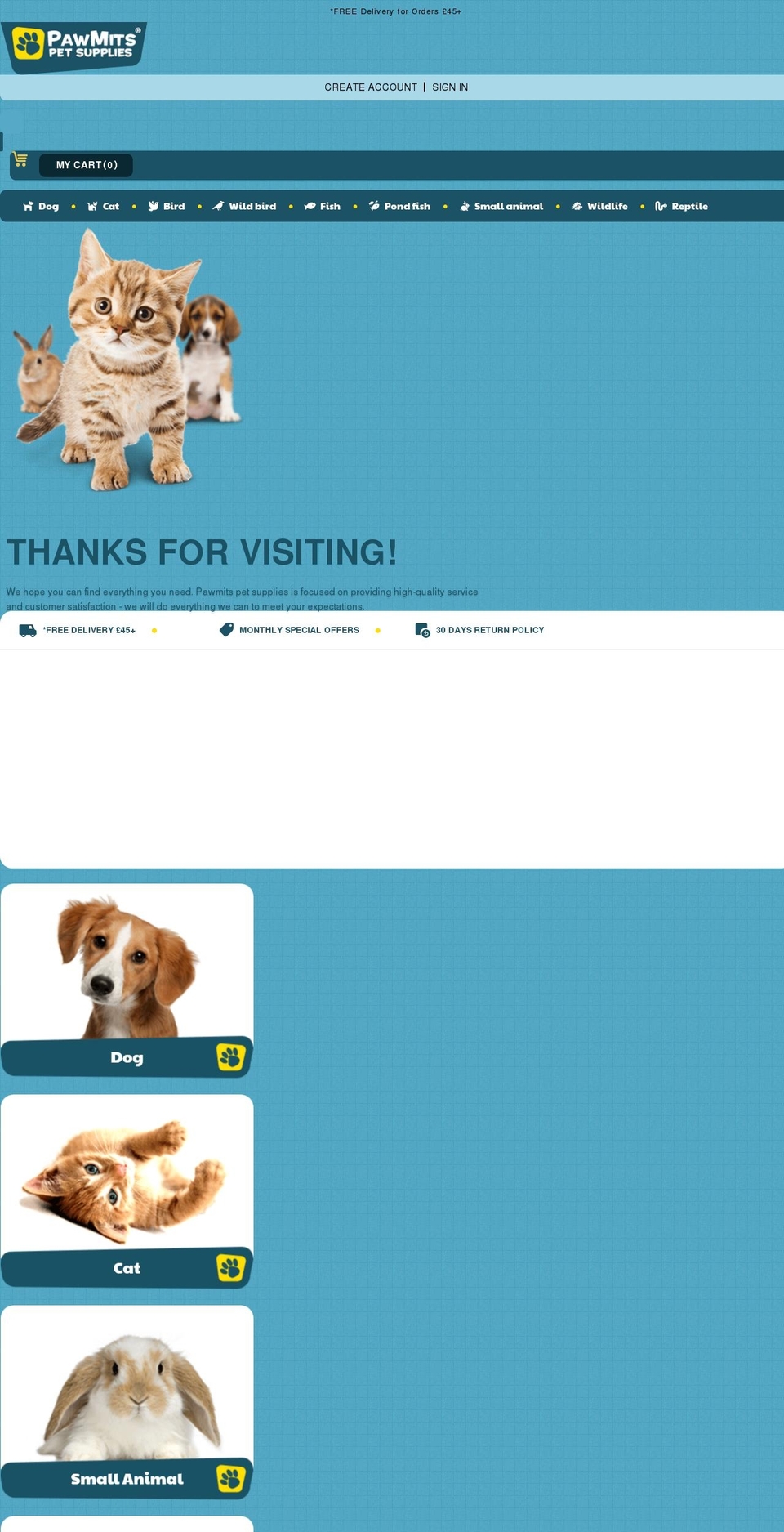 pawmits.com shopify website screenshot