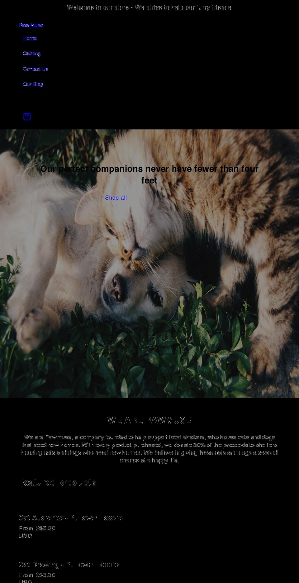 pawmuse.com shopify website screenshot