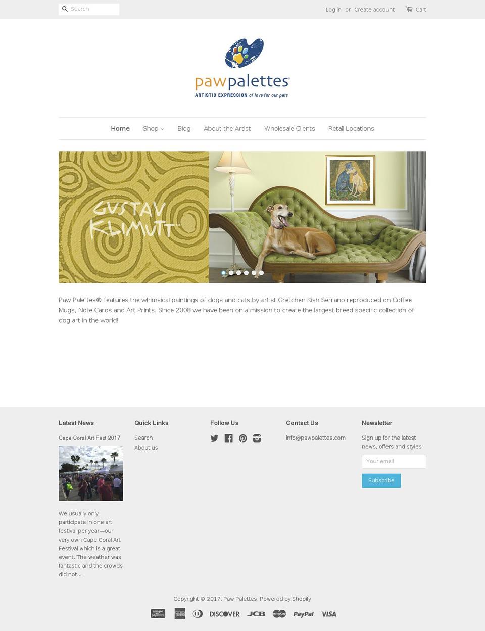 pawpalettes.com shopify website screenshot