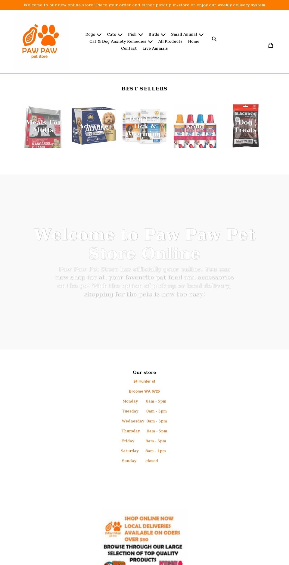 pawpawpetstore.com.au shopify website screenshot