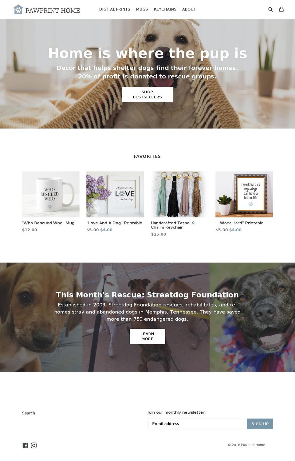 pawprinthome.com — Shopify storefront screenshot