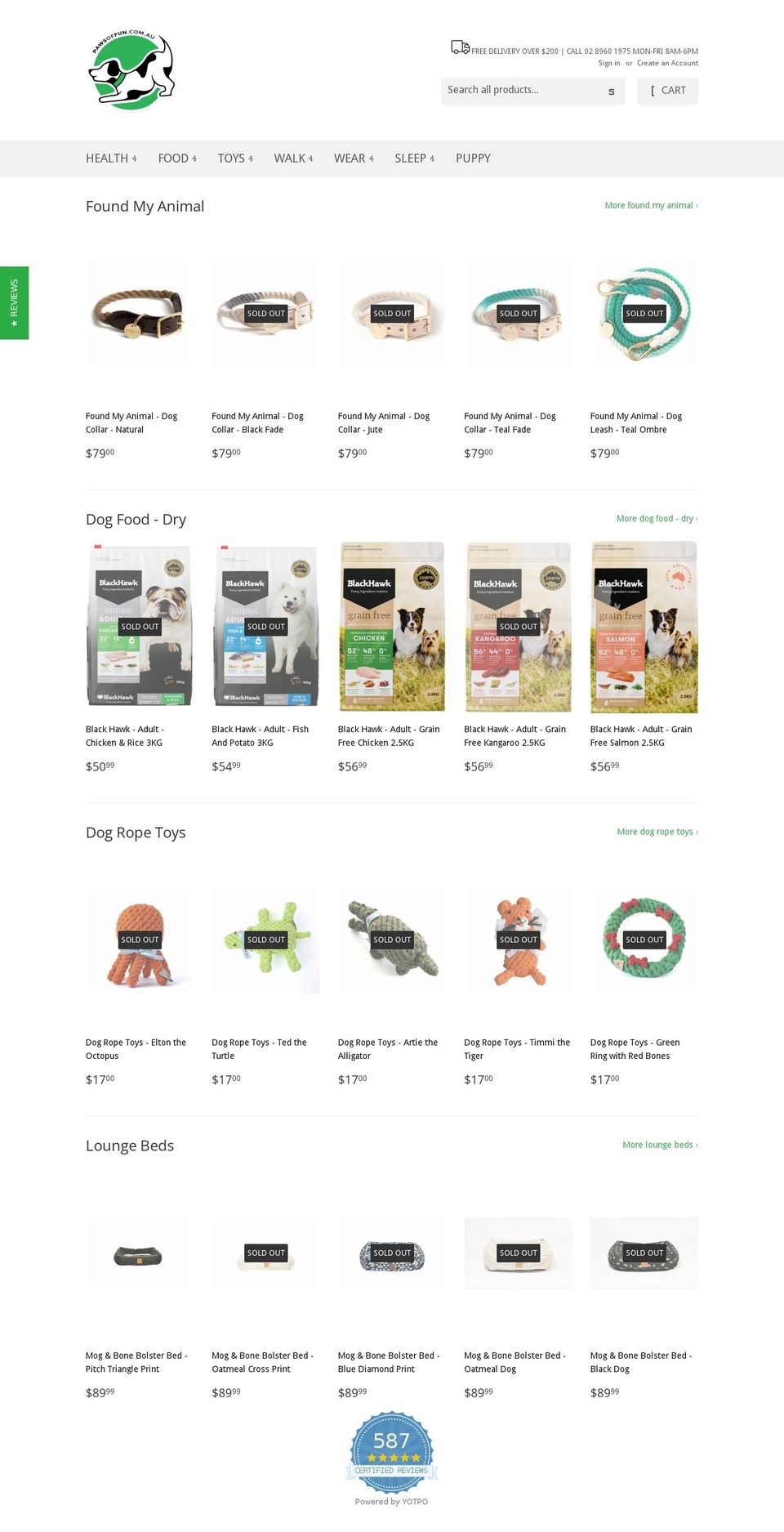 paws-of-fun.myshopify.com shopify website screenshot