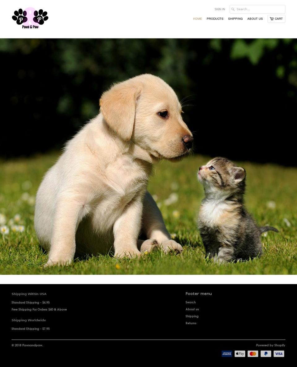 pawsandpaw.com — Shopify storefront screenshot