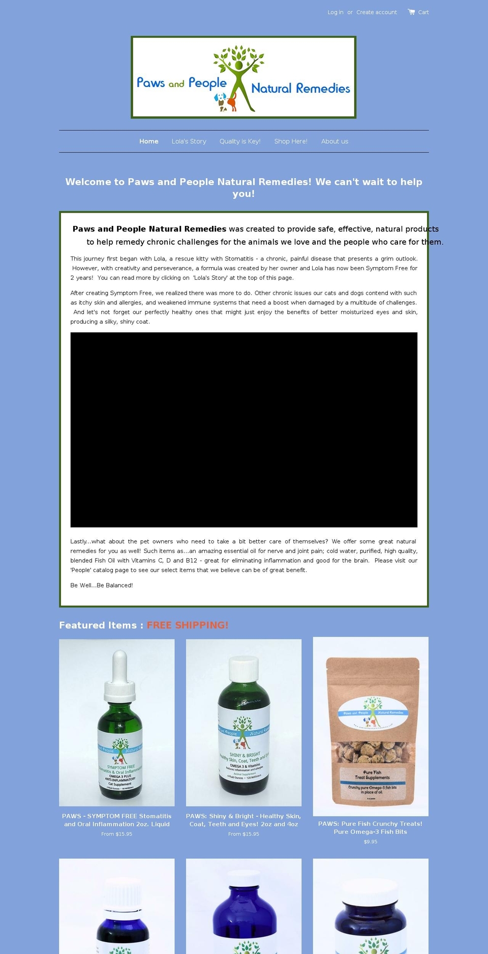 pawsandpeopleremedies.com — Shopify storefront screenshot