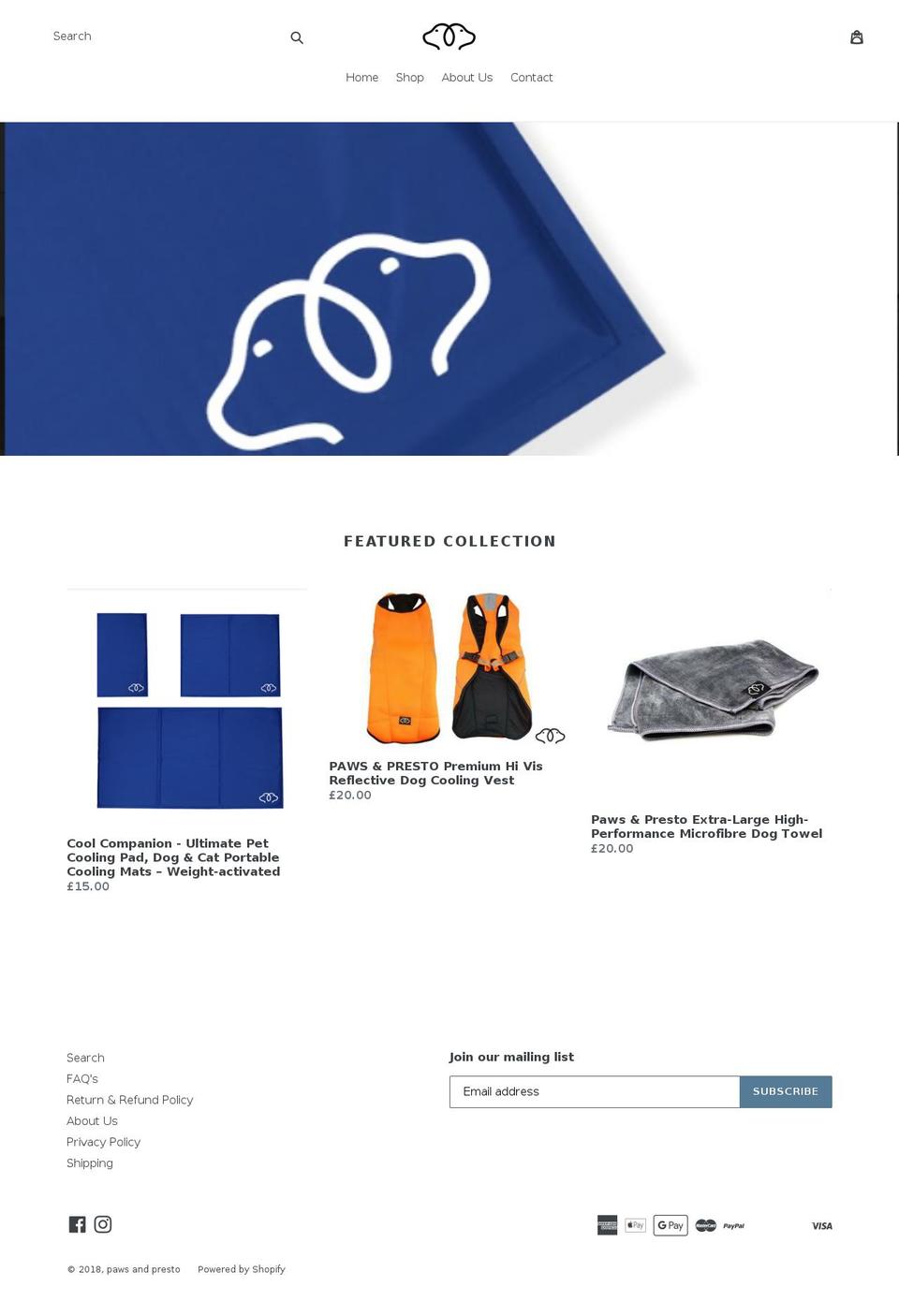 pawsandpresto.com — Shopify storefront screenshot