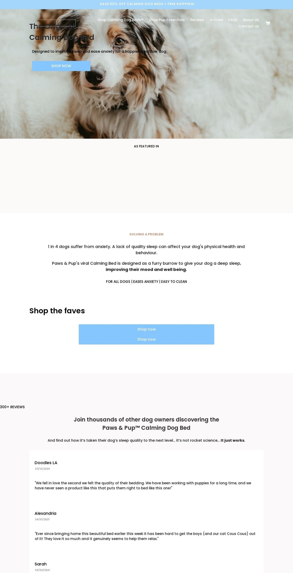 pawsandpup.com shopify website screenshot