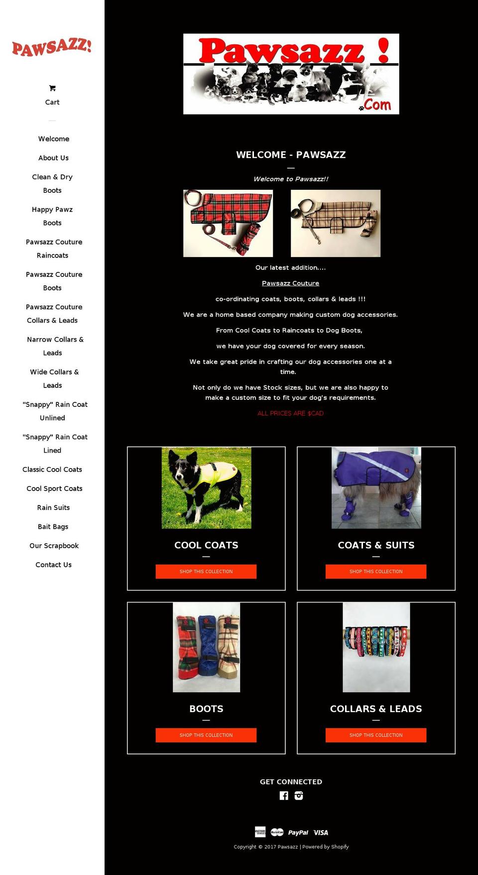 pawsazz.com shopify website screenshot