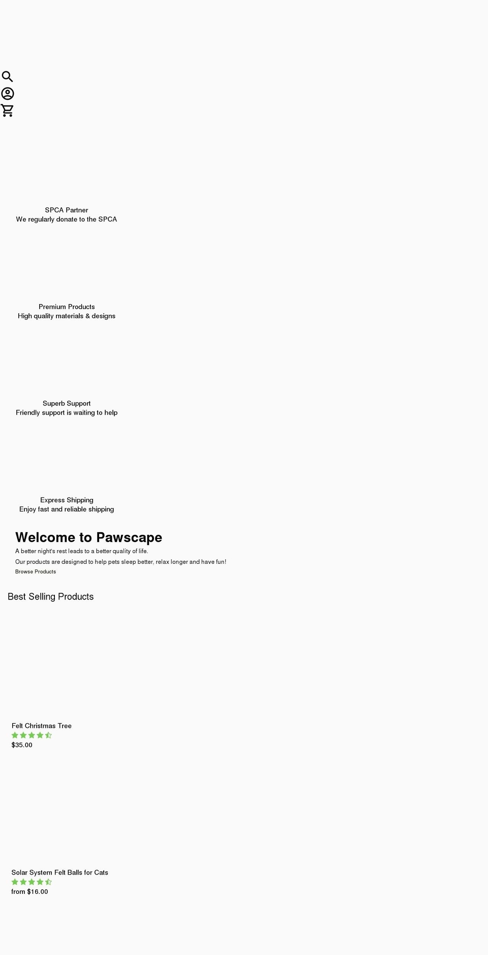 Ira - V Shopify theme site example pawscape.com
