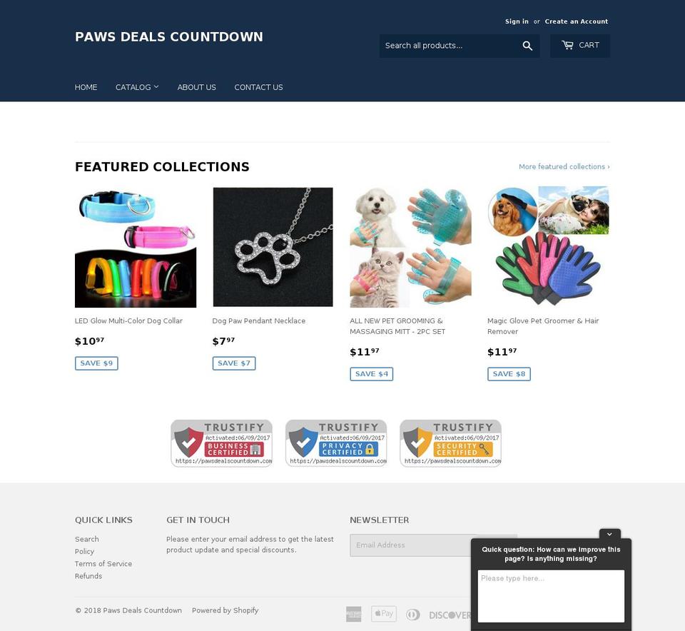 pawsdealscountdown.com — Shopify storefront screenshot