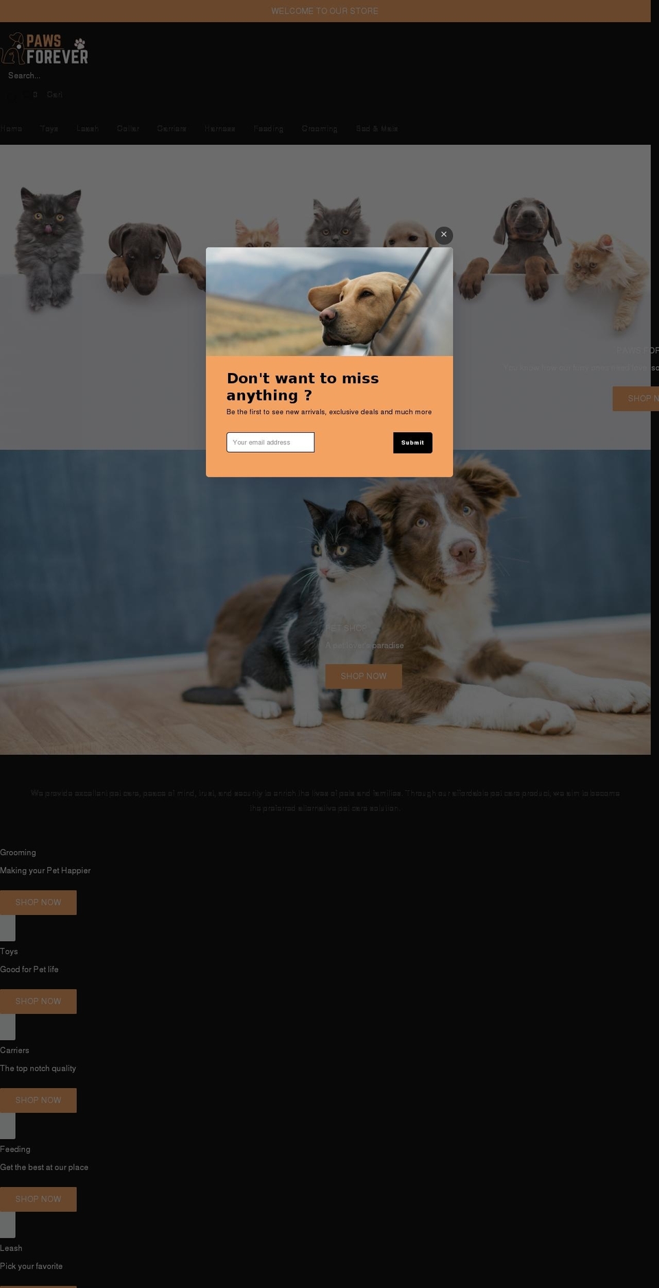 pawsforever.store shopify website screenshot