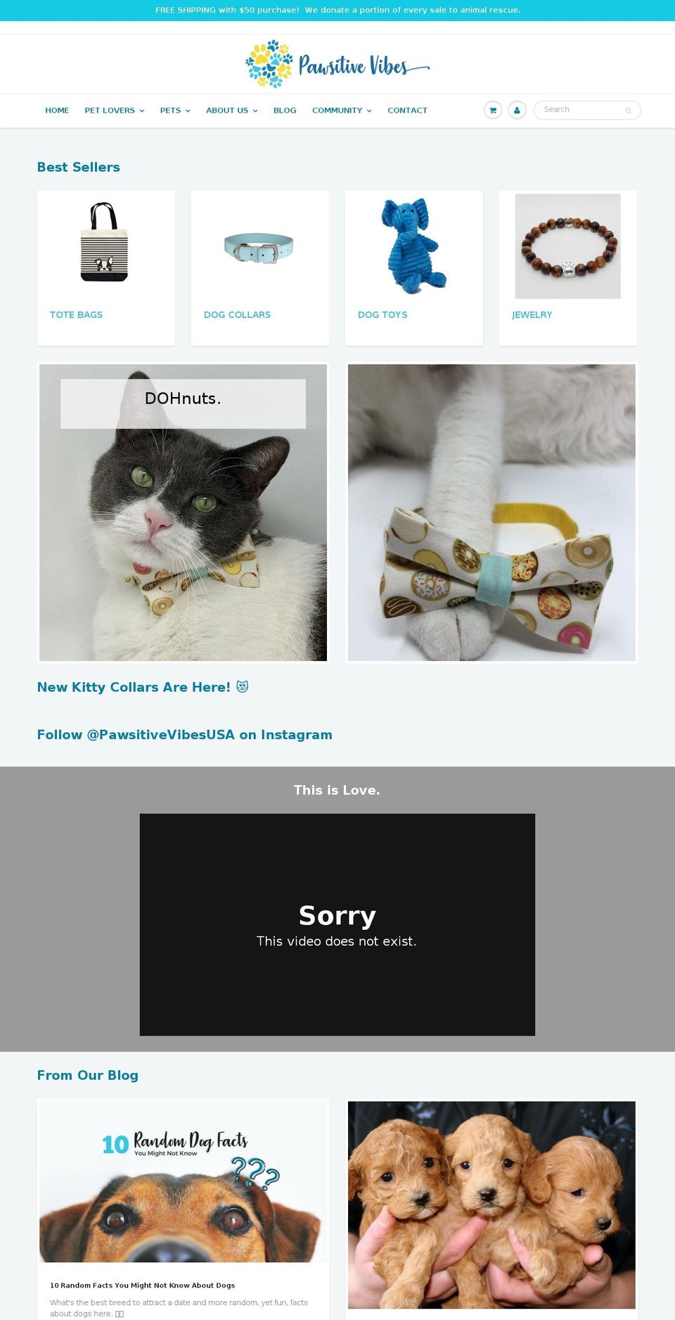 pawsitivevibes.com shopify website screenshot