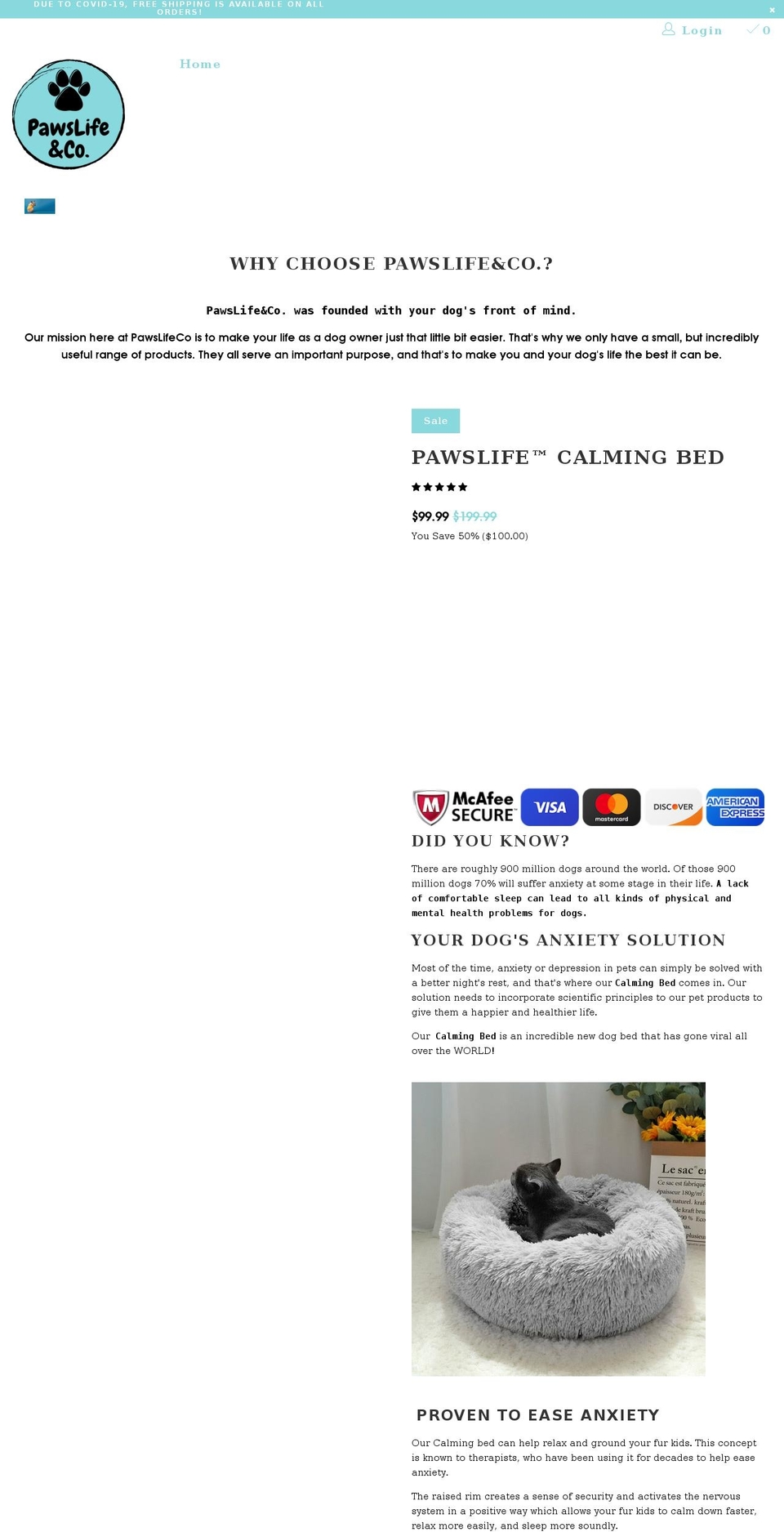 pawslifeco.com shopify website screenshot