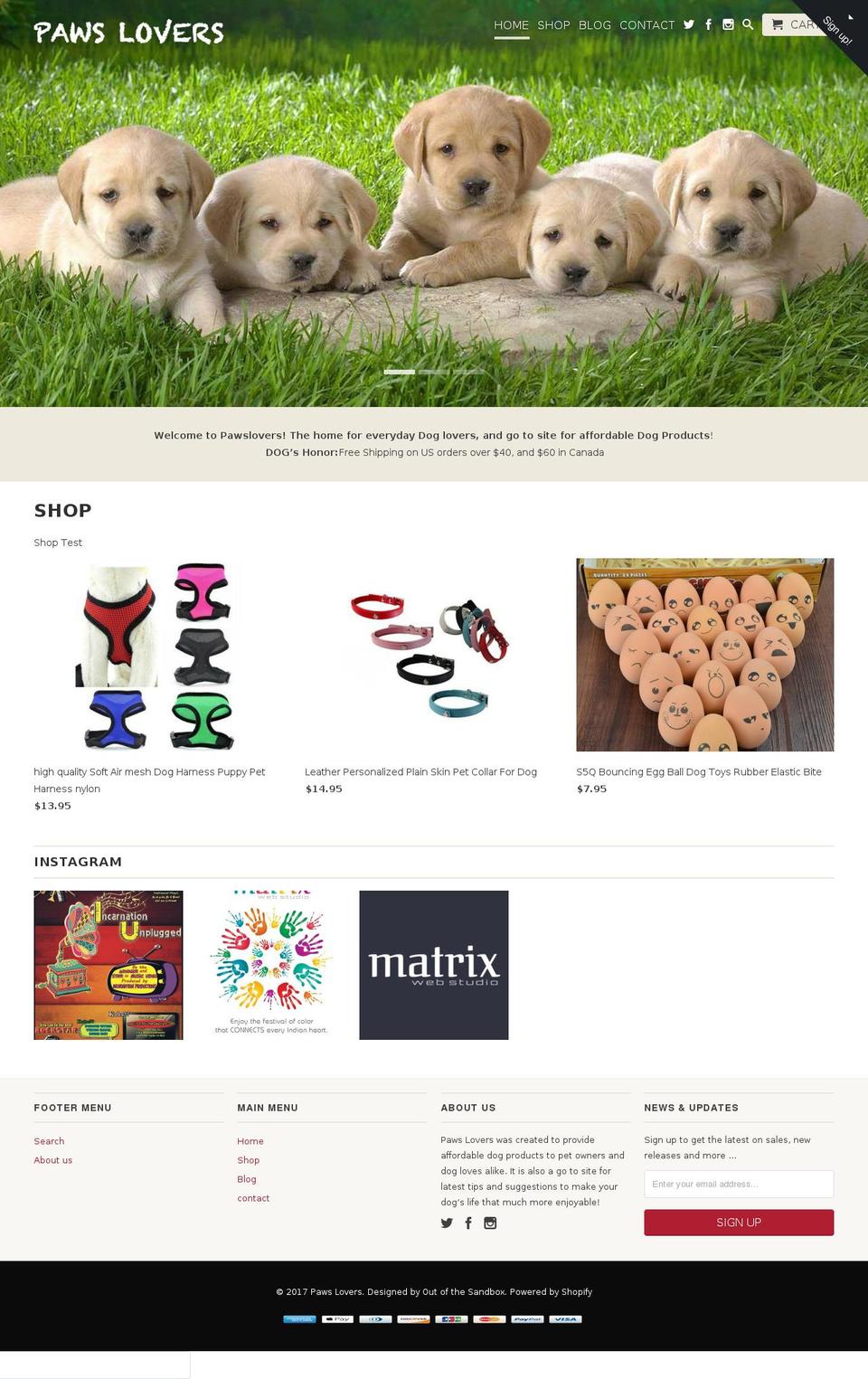 pawslovers.com shopify website screenshot