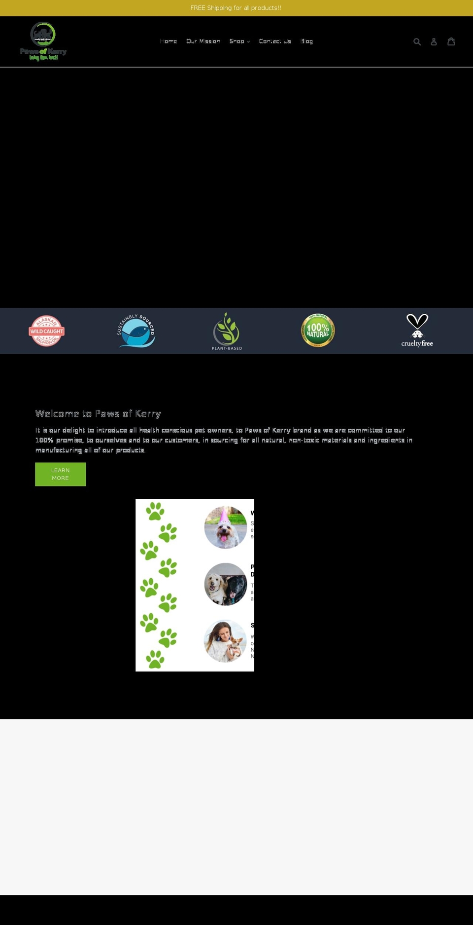 pawsofkerry.com — Shopify storefront screenshot