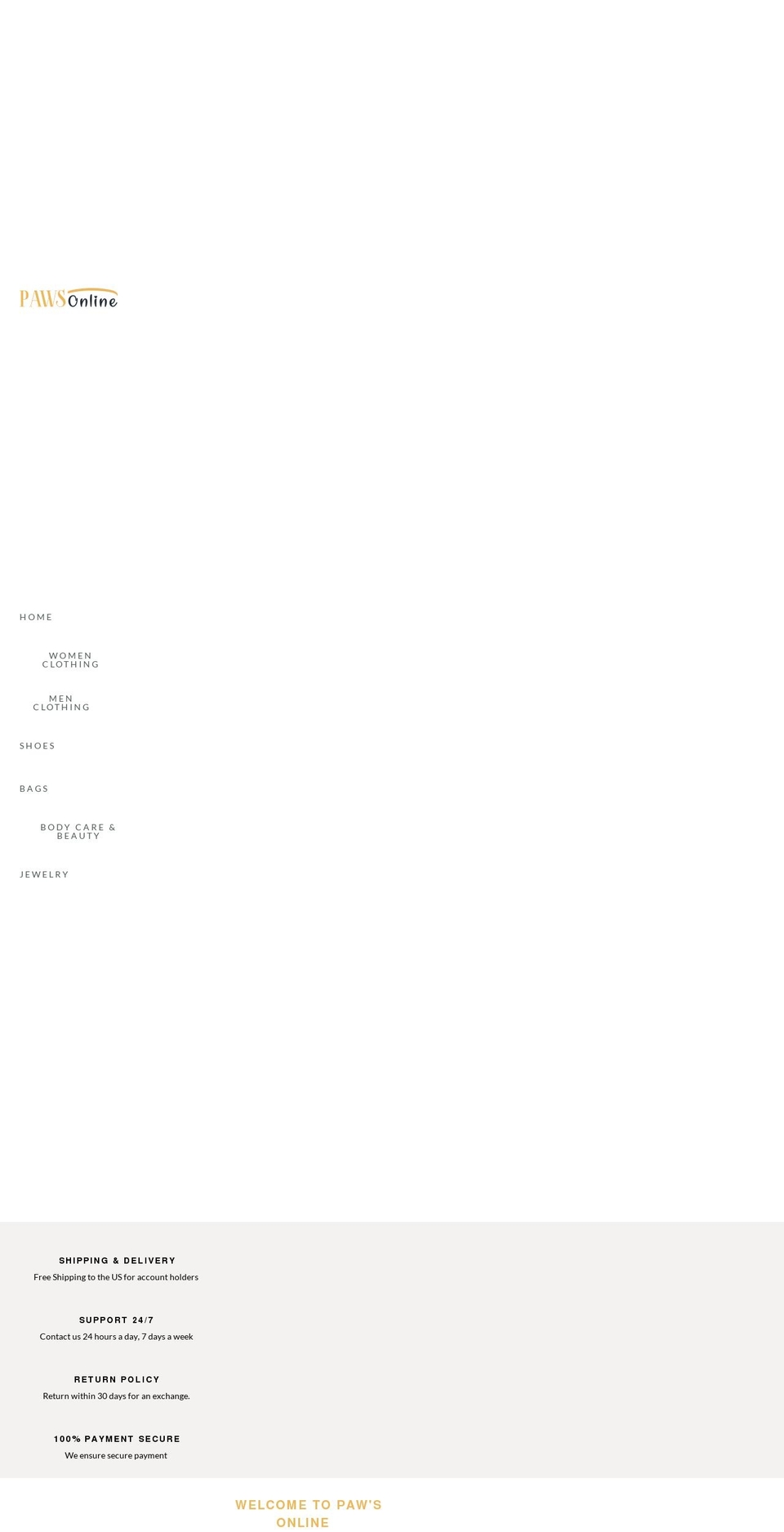 pawsonline.net shopify website screenshot