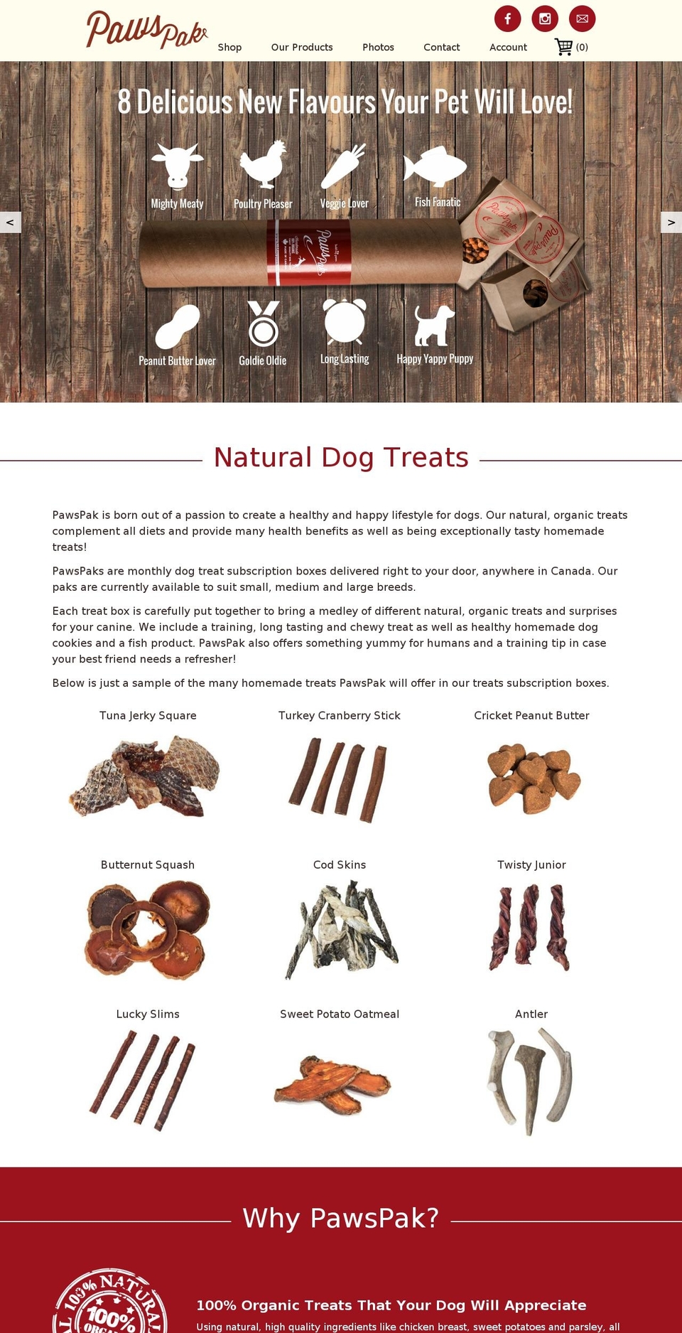 pawspak.com shopify website screenshot