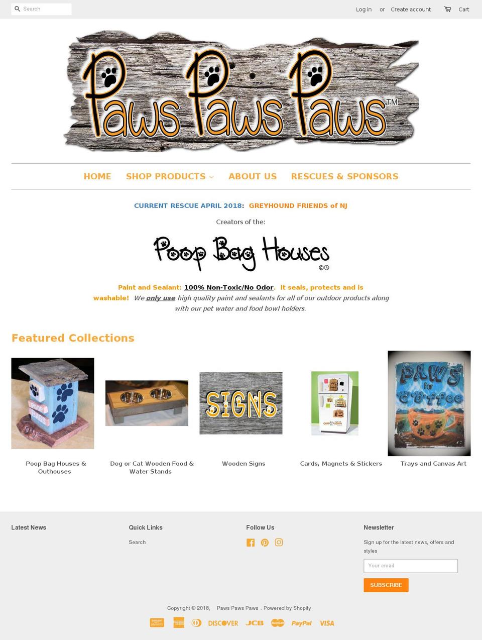 pawspawspaws.com shopify website screenshot