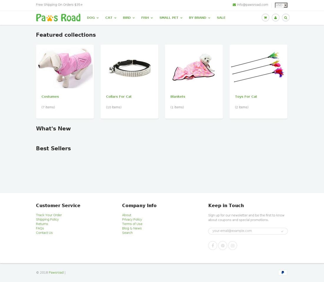 pawsroad.com — Shopify storefront screenshot