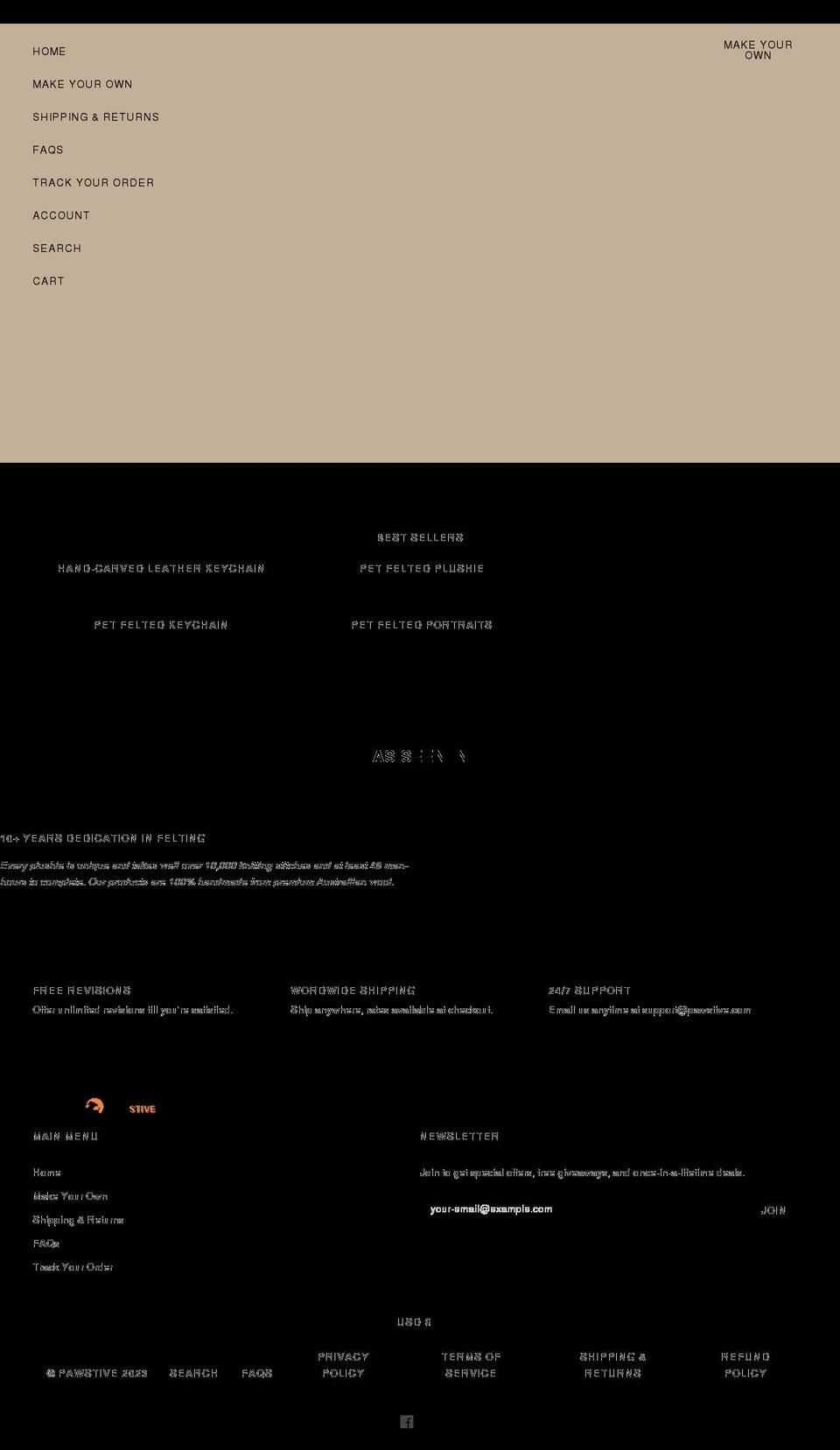 pawstive.com shopify website screenshot