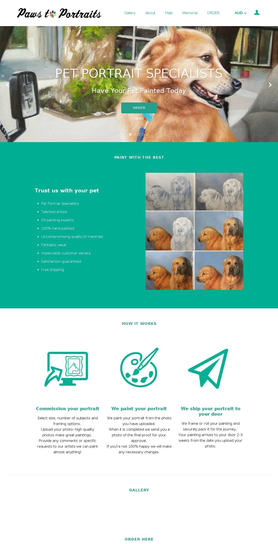 pawstoportraits.com shopify website screenshot