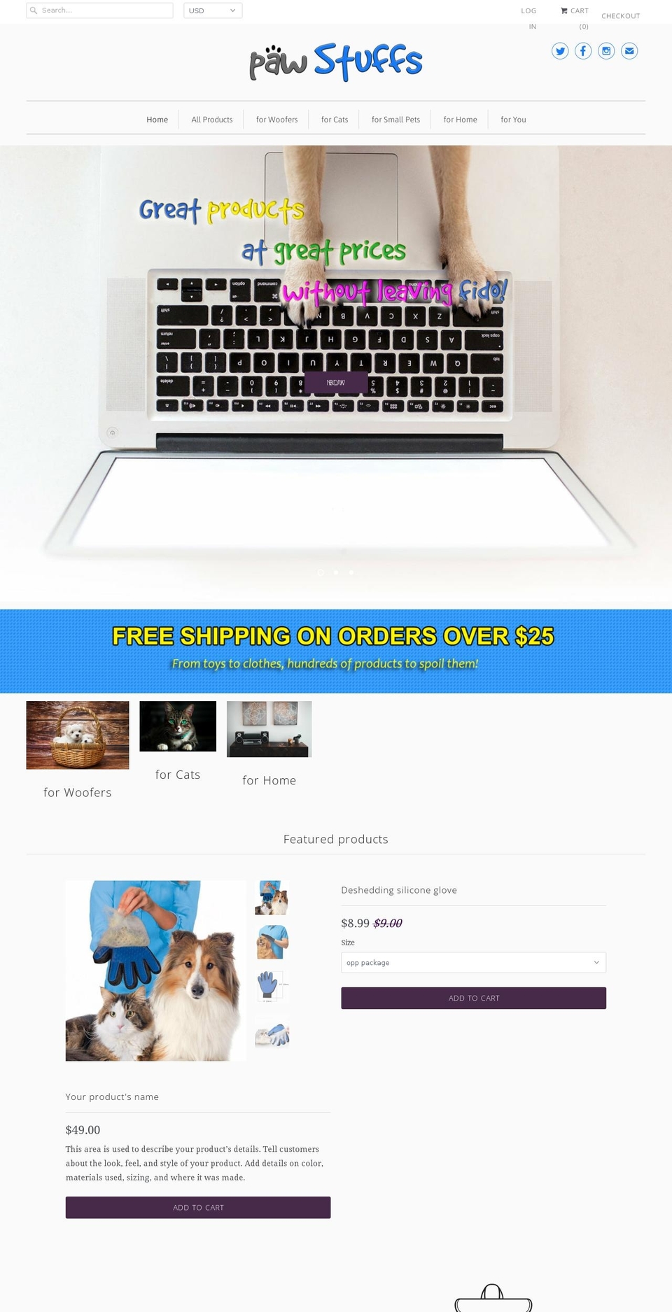 pawstuffs.com — Shopify storefront screenshot