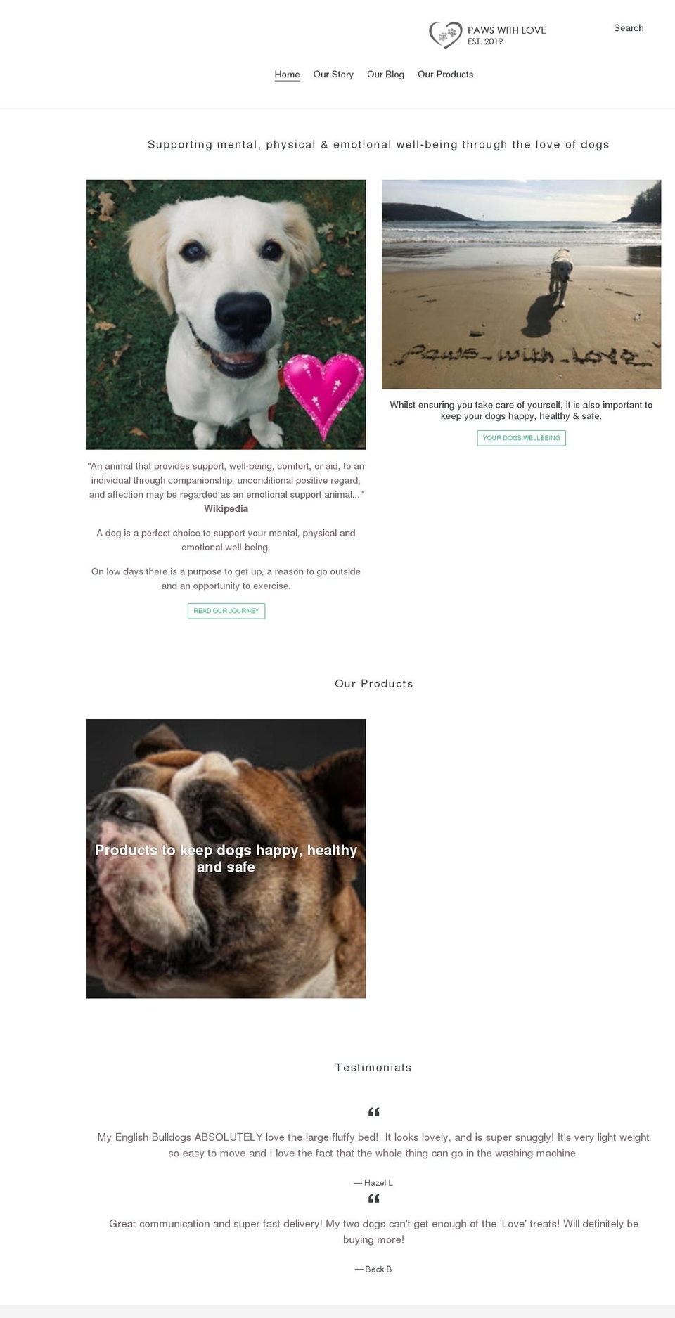 pawswithlove.co.uk shopify website screenshot