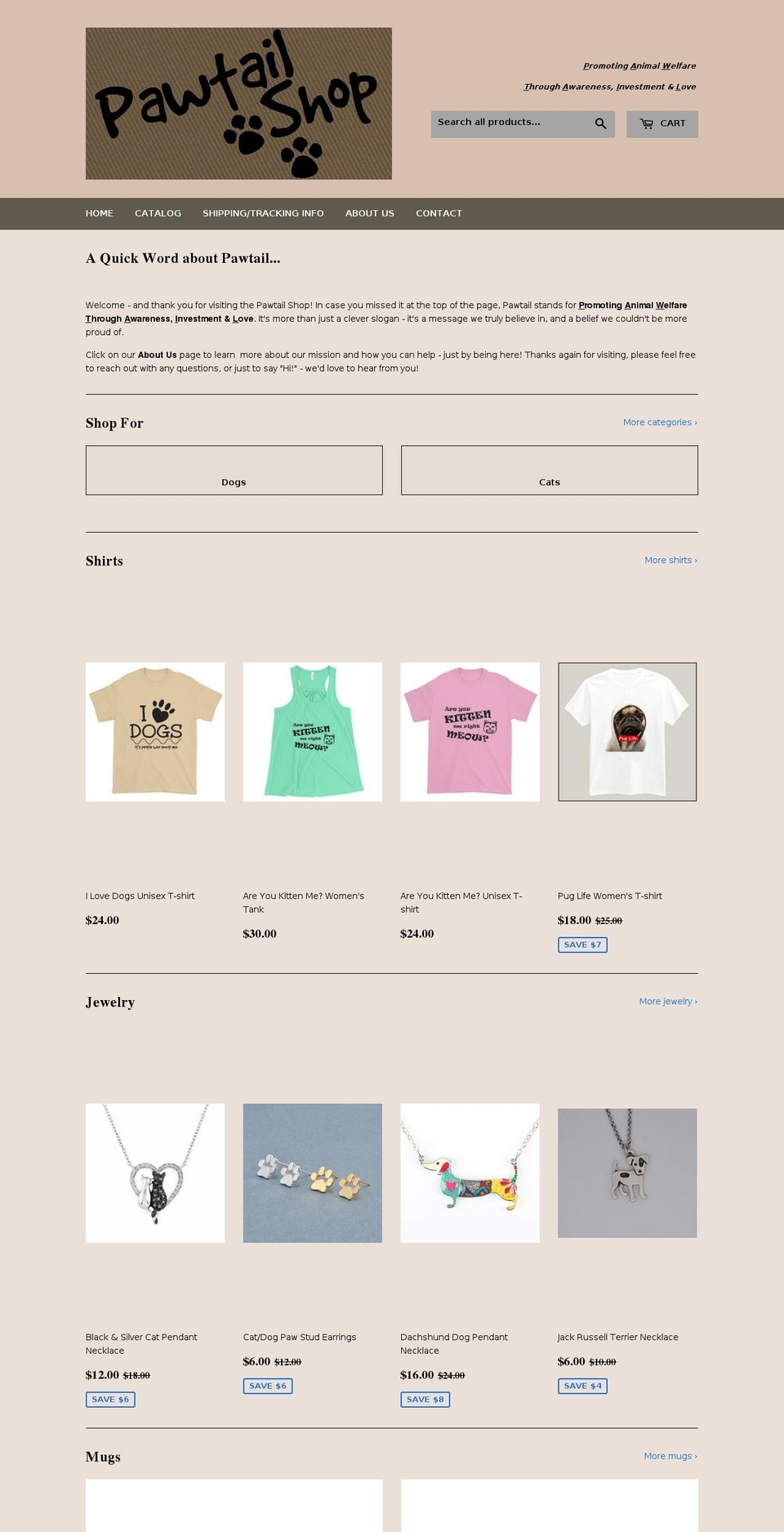 pawtailshop.com — Shopify storefront screenshot