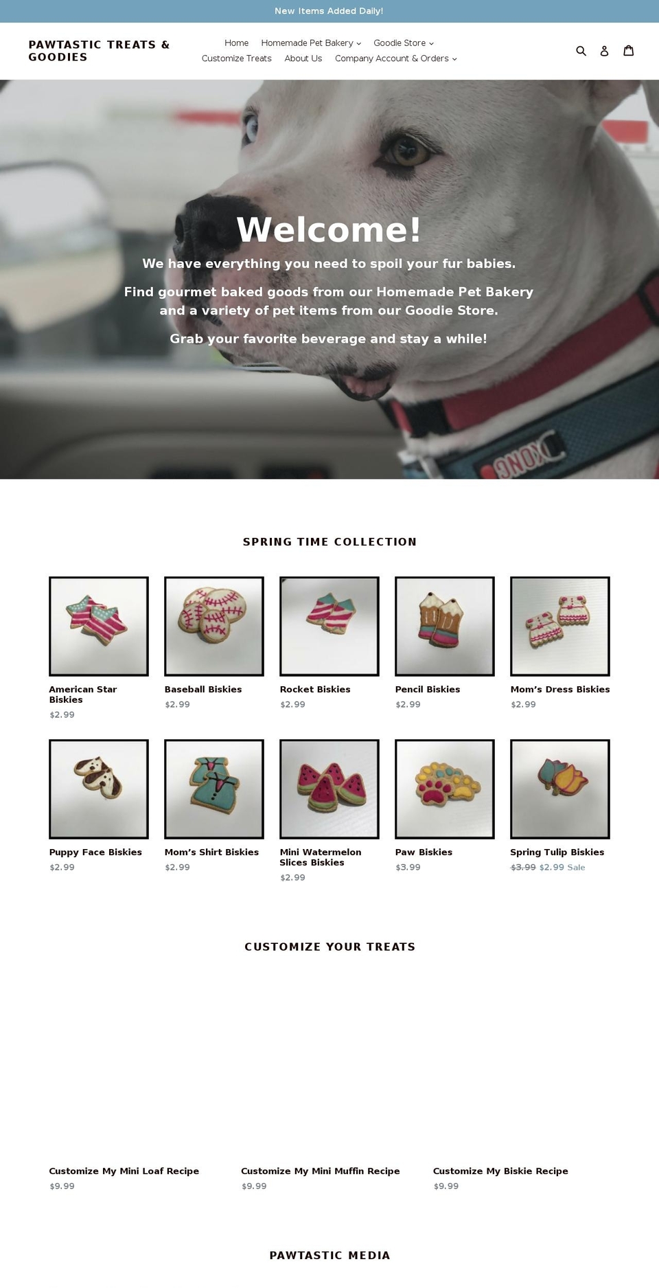 pawtastictreats.com shopify website screenshot